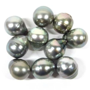10 pcs 11-12mm Undrilled Tear Drop Loose Tahitian Silver / Green Pearl - Picture 1 of 4
