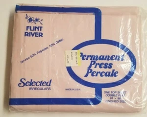 Vintage New Old StockFlint River Permanent Presse Perkal doppelt flach rosa Blatt  - Bild 1 von 10