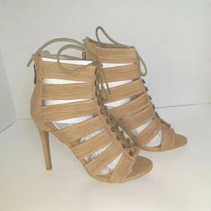 Cape Robbin Anes-1 Nude Women's Cut Out Lace Up Heels - Picture 1 of 7
