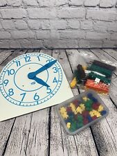 White Judy Clock Large 90 Snap Cubes Counting Bears Lot Teaching- Homeschooling