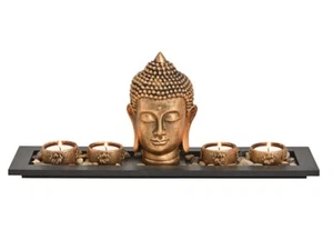 Buddha Tischdeko Kerzenhalter Teelichthalter Lichterbrettchen Feng Shui - Bild 1 von 4