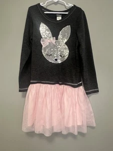 Pink & Violet Bunny Dress Girls Size 8 Charcoal/Pink - Picture 1 of 6