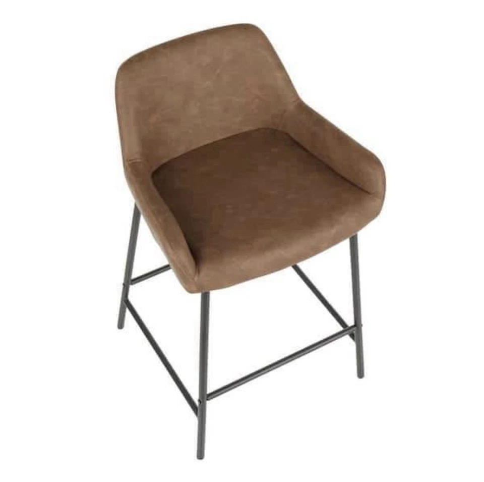 "Taburete de mostrador industrial LumiSource Danielle 24"" - cuero sintético Expresso" Foto 1 de 4