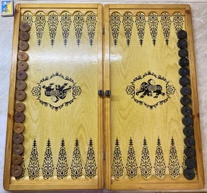 VINTAGE Collectible Russian LARGE WOODEN BACKGAMMON & Chess Board 55cm = 21,65” - Picture 1 of 24