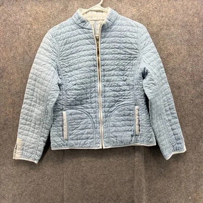 Chaqueta Pendleton Mujer Mediana Azul Claro Acolchada Cremallera Completa Puffer Reversible De Colección Foto 1 de 4