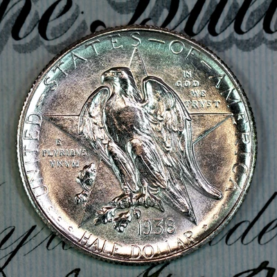 * 1938-S * SOLID+ GEM BU MS TEXAS COMMEMORATIVE HALF-DOLLAR * FROM COLLECTION - Image 1 of 3