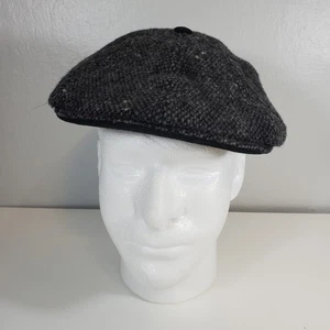 Goorin Bros Woolrich Zeitung Junge flache Herrenmütze groß anthrazitgrau Tweed neu mit Etikett - Bild 1 von 10