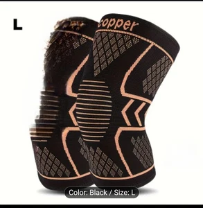 Set Of 2 Copper Knee Pads, Compression Sleeve, Size Large  - Picture 1 of 3