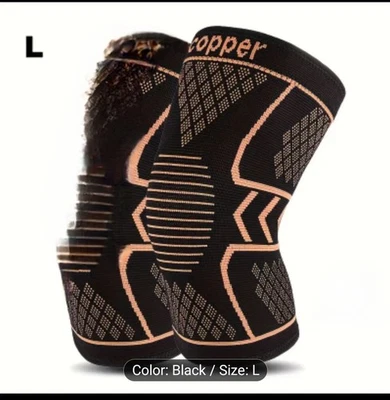 Set Of 2 Copper Knee Pads, Compression Sleeve, Size Large  - Image 1 of 3
