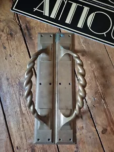 Art deco ROPE Bronze antique vintage old Door Handles Pulls HUGE 16 inch Reg# - Picture 1 of 13