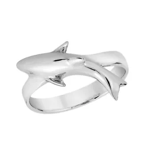 Elegante anillo de plata esterlina .925 Fearless Shark-6 - Imagen 1 de 5