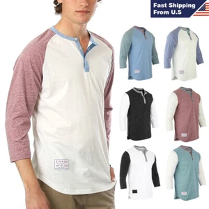 ZIMEGO Herren 3/4 langärmelige Shirts - Freizeit Farbe Block Baseball Henley für Herren - Bild 1 von 29