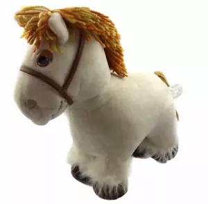 Peluche de caballo vintage Cabbage Patch niños pony blanco dorado naranja hilo melena - Imagen 1 de 8