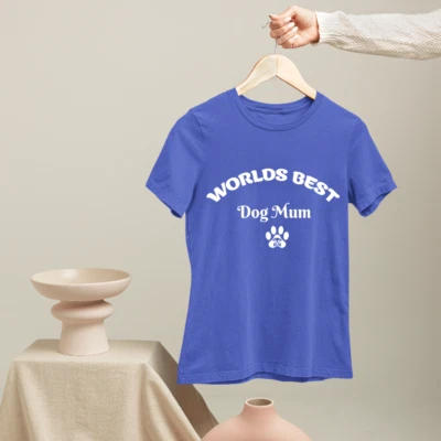 World Best Dog Mum T-shirt Pets Animal Dogs Lover Paw Mothers Day Funny Novelty - Image 1 of 4