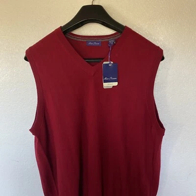 ALAN FLUSSER Men’s Red Shade V-Neck  Merino Wool Blend Pullover Vest Sz XXL NWT - Image 1 of 4