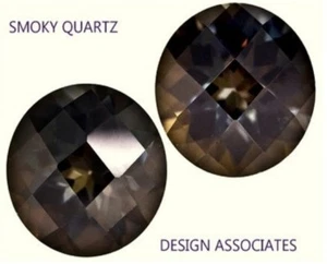 SMOKY QUARTZ 12 MM ROUND CUT CHECKERBOARD TOP AAA ALL NATURAL - Picture 1 of 1