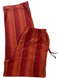COLDWATER CREEK Sunset Stripe Pull On Linen Drawstring Pants Women’s Size M NWT - Picture 1 of 10