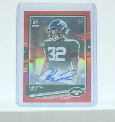 2020 OPTIC ASHTYN DAVIS RED HOLO PRIZM SP RC AUTO #145 JETS #4/50 RARE MINT! - Image 1 of 3