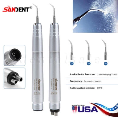 Dental Ultrasonic Air Perio Scaler Handpiece Hygienist 2/4Hole W/ 3 Scaling Tips - Image 1 of 4