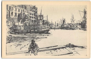 "Eagle Wharf" James Whistler Grabado Freer Galería de Arte, D.C. c1920 Postal - Imagen 1 de 2