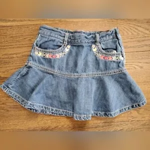 GYMBOREE Mädchen 5 blumenbestickte Jeans Denim Flare Rock - Bild 1 von 7