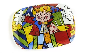 ROMERO BRITTO Piatto da portata ovale in vetro: The Abbraccio Design * Ritirato * - Foto 1 di 1