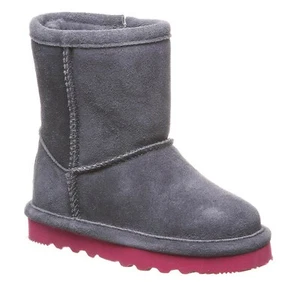 NEW BEARPAW TODDLER KIDS ELLE ZIP SHORT CHARCOAL BOOTS US 8K S/N 96730 - Picture 1 of 4