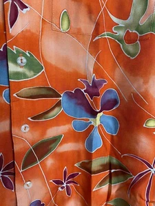 Camisa Hawaiana Campamento Seda 100% Seda Vintage Naranja Floral Tropical Talla Mediana - Imagen 1 de 6