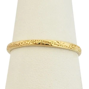Solid 18K Women's Yellow Gold Engraved Hawaiian Scroll Ring 2mm Midi Size 1 - 12 - Picture 1 of 9