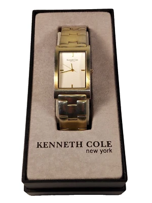 Kenneth Cole Tank Reloj de Cuarzo KC3266 Hombre Plateado Acero Inoxidable Batería Nueva 7.5" Foto 1 de 4