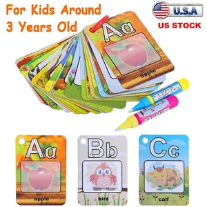 Kids Alphabet Water Drawing Cards Reusable Educational Activity Colouring Paint - Picture 1 of 17