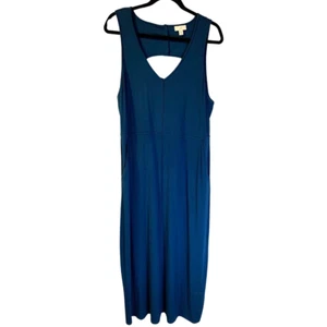J Jill Women's Jersey Maxi Sundress Petite Size LP PL Blue Cutout Stretch Travel - Picture 1 of 9