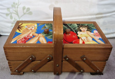Cantilever Sewing Box With Vintage Pin Ups