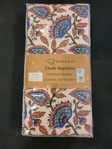 RUVANTI Cloth Napkins 6 Pack 100% Cotton 18 X 18 Dinner Napkins Rustic Flower - Picture 1 of 1
