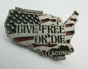 Vintage 1998 Laconia Bike Week Biker Pewter Event Pin LIVE FREE OR DIE Made USA - Picture 1 of 2