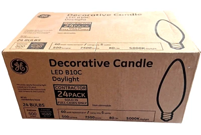 10x 24-Packs GE LED B10C Soft White Candelabra E12 Base Bulbs 500 Lumens 5000K - Image 1 of 4