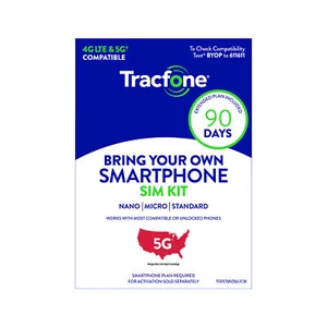 Tracfone Unlimited Talk & Text Plus Data SIM Pakiet 90 dni - Plan przedpłacony - Zdjęcie 1 z 10