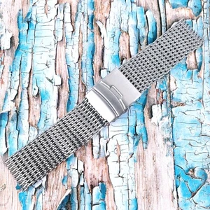 24 mm Stainless Steel Shark Mesh Diver's Milanese Mesh Watch Bracelet - Picture 1 of 11