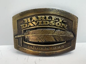 1993 Harley Davidson Sturgis Limited Edition Brass Belt Buckle - Picture 1 of 9