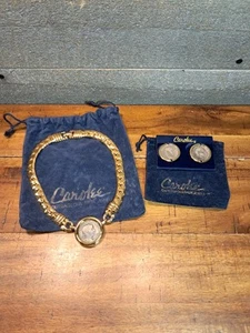 Collana Soldato Romano Carolee Tono Oro Lucido Catena Omega Larga + Orecchino Romano - Foto 1 di 7