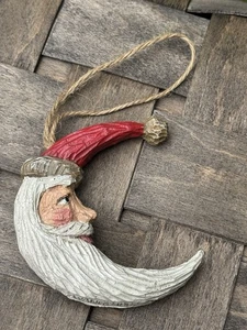 Vintage Santa Claus Crescent Moon Shaped Face Ornament Wangs 1993 3” - Picture 1 of 9