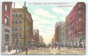 Postcard Riverside Ave East from Howard St Spokane Washington posted 1909 - Picture 1 of 2