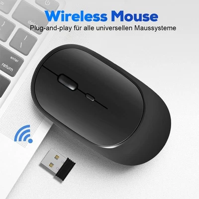 PC Maus Kabellos Bluetooth und Funk für Computer, MAC Aufladbare leise Maus - Bild 1 von 4
