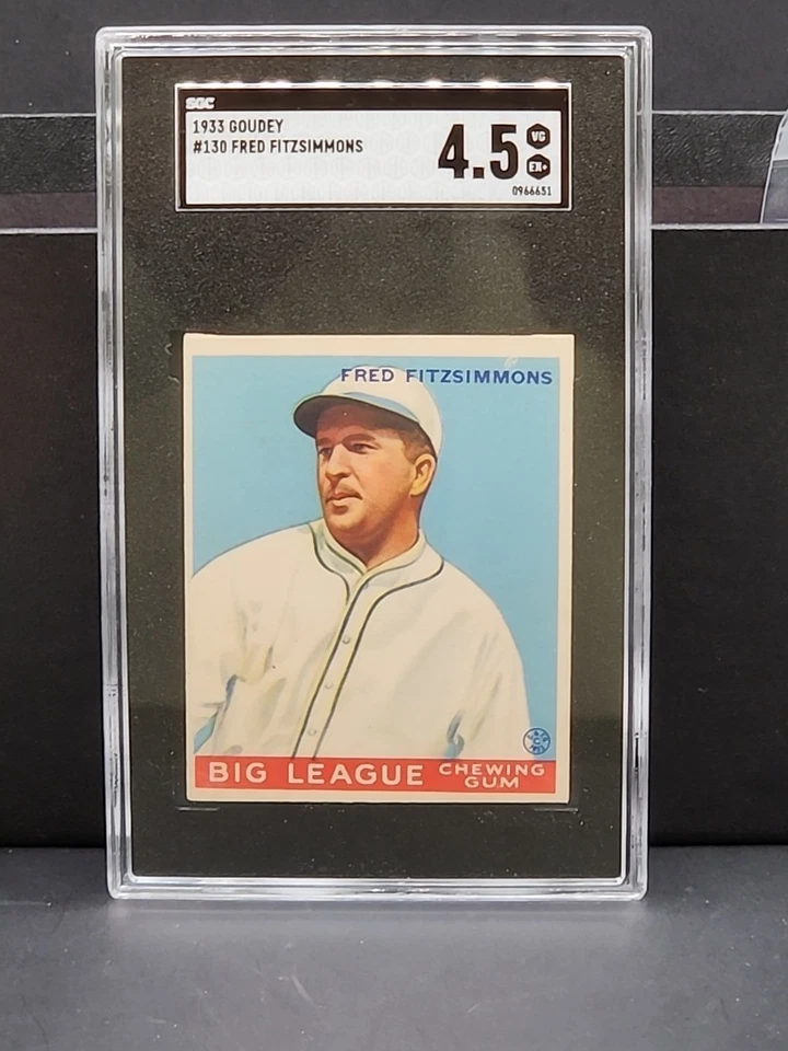 1933 Goudey Fred Fitzsimmons #130 SGC 4.5 New York Giants - Image 1 of 2