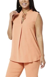 Neu Everyday JONES Madeline Jones Shirt Gr. S Krepp ärmellos Top zum Binden Korallenriff - Bild 1 von 12