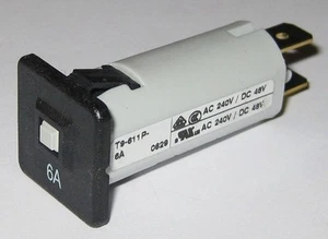 Schurter 6 Amp Fuseholder Type Thermal Circuit Breaker - 6 A - 240 VAC - 48 VDC - Picture 1 of 8
