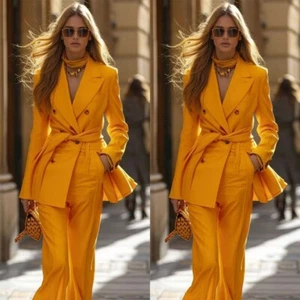 Orange Damen Anzüge mit Gürtel 2-teilig modischer Stil für Business Büro Kleidung - Bild 1 von 16