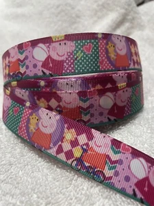 Pepper Pig 23mm grosgrain ribbon 3m Length Bows Craft Sewing Scrapbook - Picture 1 of 1