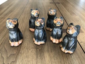 6er Set Serviettenringe aus Holz geschnitzt Schäferhund handbemalt - Bild 1 von 8