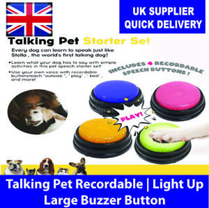 Pet Dog Light Up Recordable Speaking Button | Talking Training Pet Toy Button